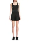 Dkny Sport Women's Pleated Piped Minidress In Black