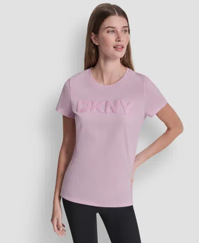 Dkny Sport Women's Puff Logo Crewneck T-shirt In Pink