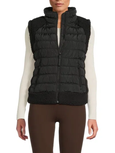 Dkny Sport Women's Quilted Stand Collar Vest In Black