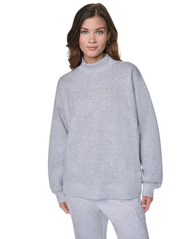 Dkny Sport Women's Rhinestone Applique Oversized Mock Neck Pullover In Blue