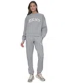 Dkny Sport Women's Rhinestone Logo Relaxed Joggers In Pearl Grey Heather