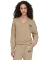 Dkny Sport Women's Rhinestone-logo V-neck Pullover Top