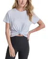 Dkny Sport Women's Rhinestone Stripe Knot T-shirt In Rain