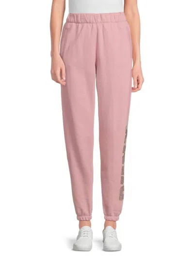 Dkny Sport Women's Rhinsestone Logo Joggers In Pink