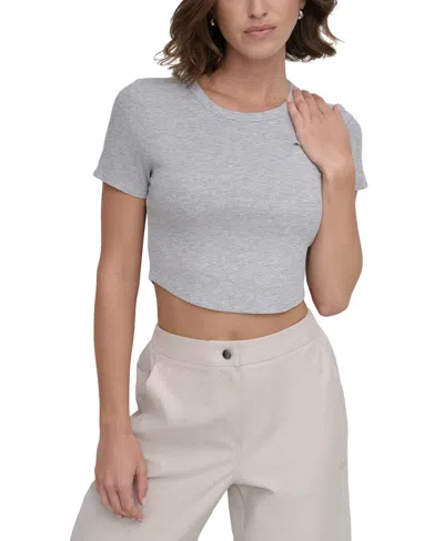 Dkny Sport Women's Ribbed Crop Top In Pearl Grey