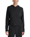 Dkny Sport Women's Ribbed Hoodie Pullover In Black