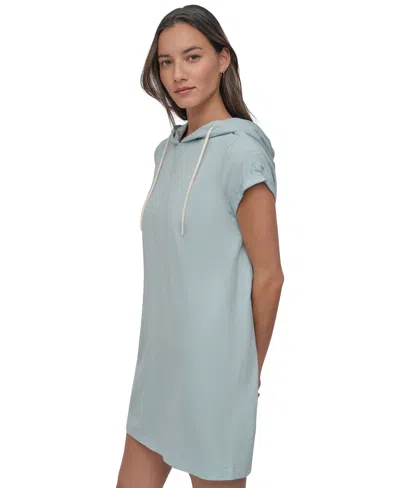 Dkny Sport Women's Roll-sleeve Hooded Sneaker Dress In Blue