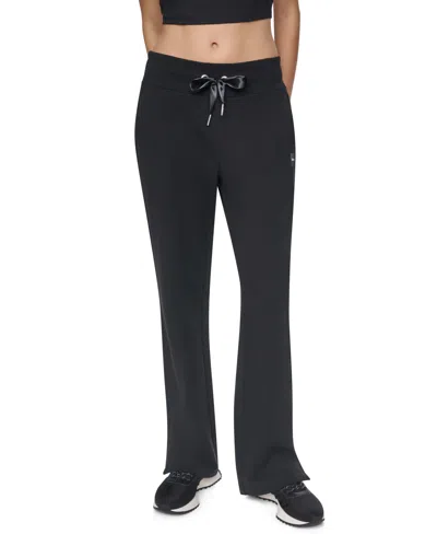Dkny Sport Women's Satin Ribbon Mid-rise Relaxed-fit Track Pants In Black