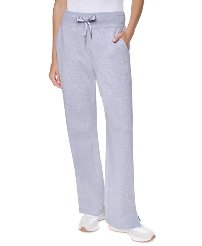 Dkny Sport Women's Satin Ribbon Mid-rise Relaxed-fit Track Pants In Gray