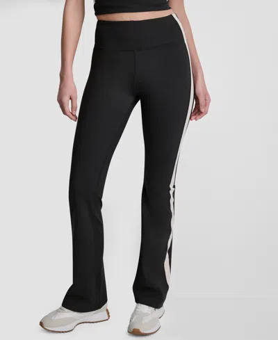 Dkny Sport Women's Side-stripe High-rise Flared Leggings In Black