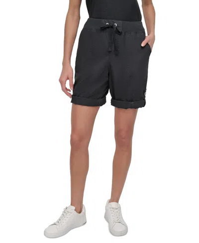 Dkny Sport Women's Smocked-waist Convertible Shorts In Black