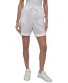 Dkny Sport Women's Smocked-waist Convertible Shorts In White