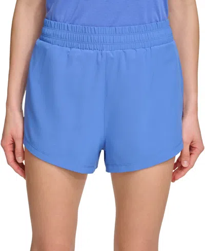 Dkny Sport Women's Solid Double-layer Training Shorts In Amparo Blue