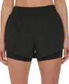 DKNY SPORT WOMEN'S SOLID DOUBLE-LAYER TRAINING SHORTS