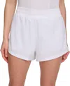 Dkny Embroidered Logo Fleece Shorts In White