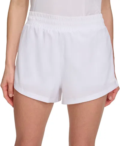 Dkny Sport Women's Solid Double-layer Training Shorts In White