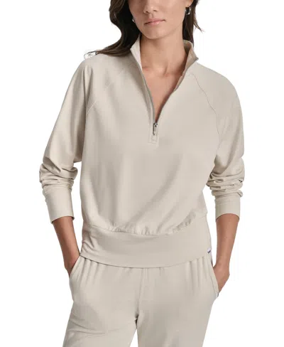 Dkny Sport Women's Space-dyed Half-zip Raglan-sleeve Top