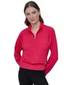 Dkny Sport Women's Space-dyed Half-zip Raglan-sleeve Top In Red