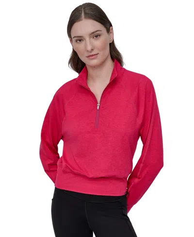 Dkny Sport Women's Space-dyed Half-zip Raglan-sleeve Top