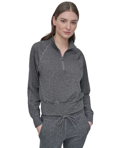 Dkny Sport Women's Space-dyed Half-zip Raglan-sleeve Top