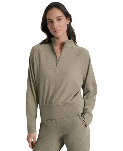 DKNY SPORT WOMEN'S SPACE-DYED HALF-ZIP RAGLAN-SLEEVE TOP
