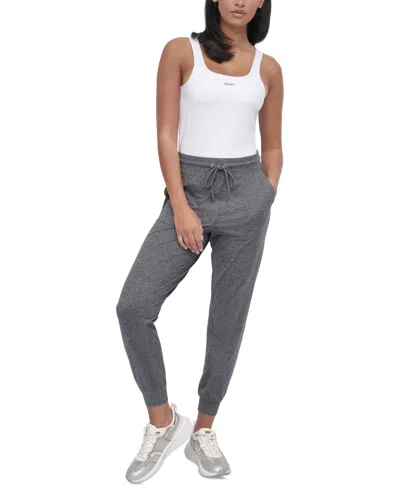 Dkny Space Dye High Waist Slim Joggers In Black Spacedye