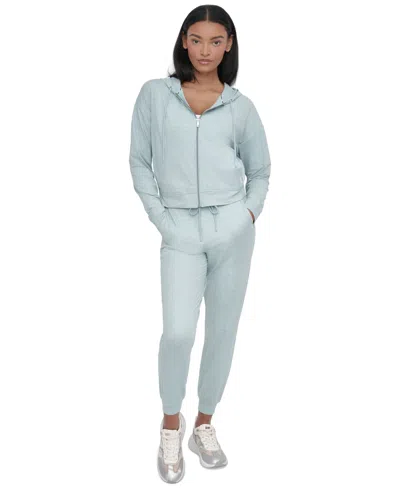 Dkny Sport Women's Spacedye Full-zip Long-sleeve Hoodie In Mineral Spacedye