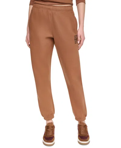 Dkny Sport Women's Stacked Puff Outline Animal Jogger Straight Pants In Brown