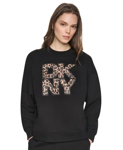 Dkny Sport Women's Stacked Puff Outline Crewneck Sweatshirt In Black