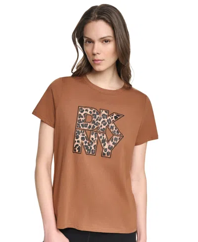 Dkny Sport Women's Stacked Puff Outline Short-sleeve T-shirt In Caramel