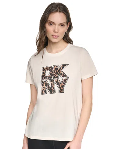 Dkny Sport Women's Stacked Puff Outline Short-sleeve T-shirt In Eggnog