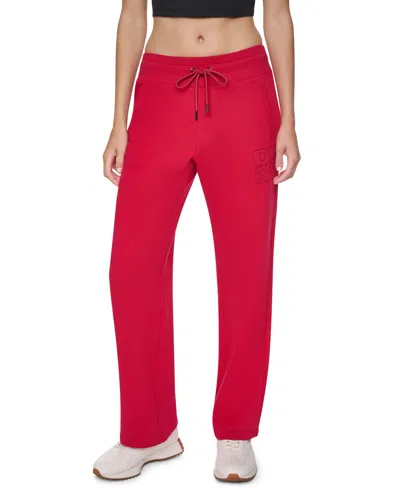 Dkny Sport Women's Stacked Rhinestone Applique High-rise Straight-leg Pants In Red