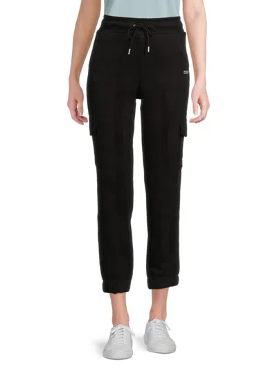 Dkny Sport Women's Stud Cotton-blend Cropped Cargo Joggers In Black