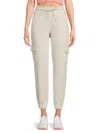 Dkny Sport Women's Stud Cotton-blend Cropped Cargo Joggers In Neutral