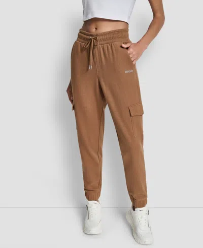 Dkny Sport Women's Studded-logo Cargo Joggers In Brown