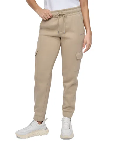 Dkny Sport Women's Studded-logo Cargo Joggers In Brown