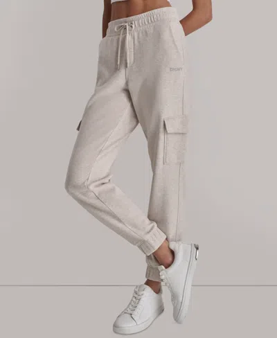 Dkny Sport Women's Studded-logo Cargo Joggers In Gray