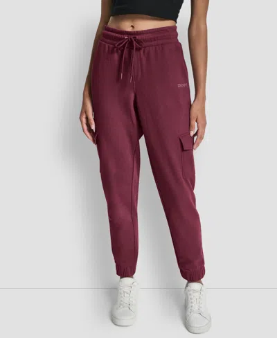Dkny Sport Women's Studded-logo Cargo Joggers In Red