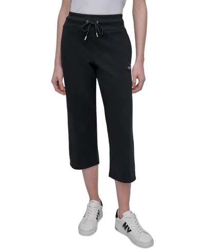 Dkny Sport Women's Studded-logo Cropped Pants In Black