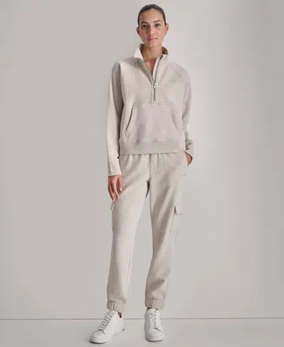 Dkny Sport Women's Studded-logo Half-zip Sweatshirt In Gray