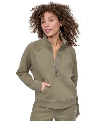Dkny Sport Women's Studded-logo Half-zip Sweatshirt In Green