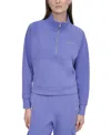 Dkny Sport Women's Studded-logo Half-zip Sweatshirt In Optic Heather
