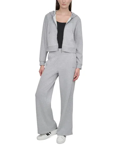 Dkny Sport Women's Studded-logo Hoodie In Pearl Hgr