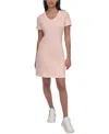 DKNY SPORT WOMEN'S STUDDED-LOGO V-NECK T-SHIRT DRESS