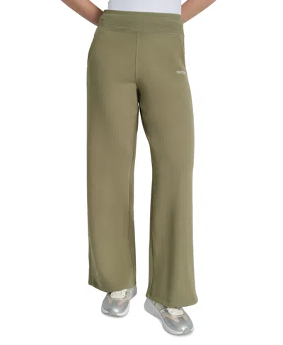 Dkny Sport Women's Studded-logo Wide-leg Pants In Green