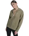 Dkny Sport Women's Studded Mini-logo Full-zip Fleece Hoodie