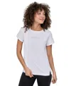 Dkny Sport Women's Tech Logo Raglan-sleeve T-shirt In White