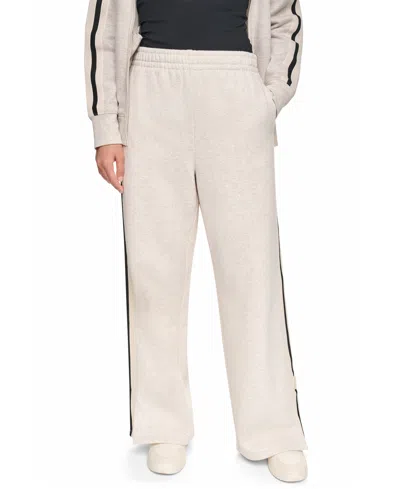 Dkny Sport Women's Textured Tape High-rise Straight Track Pants In Cortado Heather