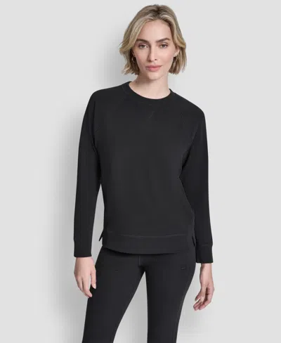 Dkny Sport Women's Transcend Thermal Pull-on Sweatshirt In Black