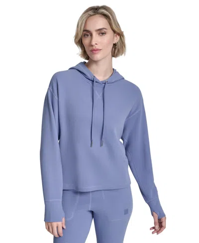 Dkny Sport Women's Transcend Thermal V-inset Hoodie In Blue